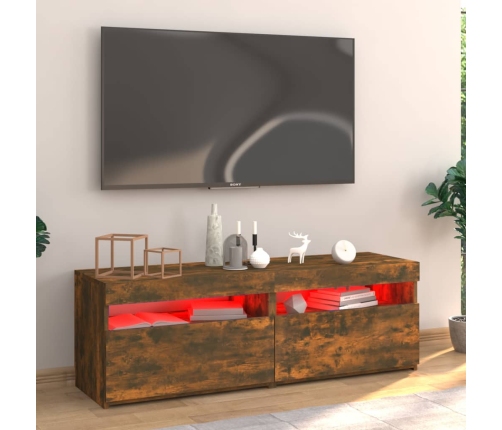 Mueble de TV con luces LED roble ahumado 120x35x40 cm