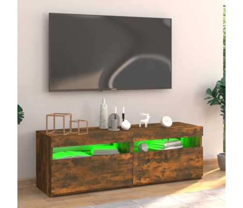 Mueble de TV con luces LED roble ahumado 120x35x40 cm