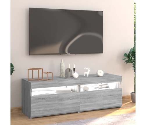 Mueble de TV con luces LED gris Sonoma 120x35x40 cm