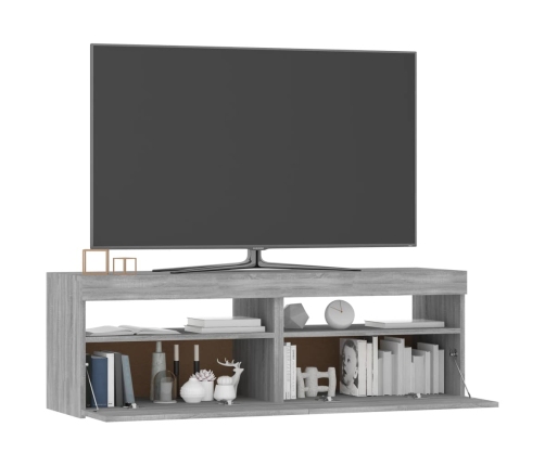 Mueble de TV con luces LED gris Sonoma 120x35x40 cm