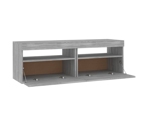 Mueble de TV con luces LED gris Sonoma 120x35x40 cm