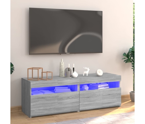 Mueble de TV con luces LED gris Sonoma 120x35x40 cm