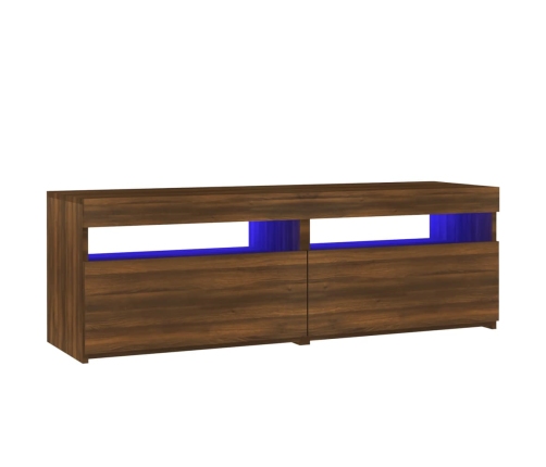 Mueble de TV con luces LED marrón roble 120x35x40 cm