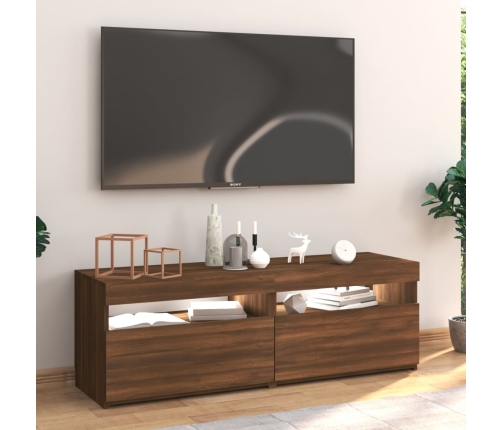 Mueble de TV con luces LED marrón roble 120x35x40 cm