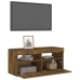 Mueble de TV con luces LED roble ahumado 90x35x40 cm