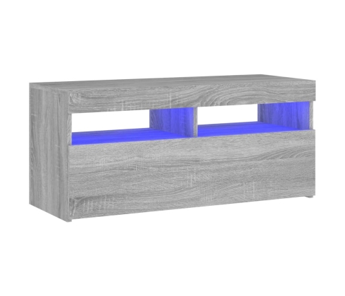 Mueble de TV con luces LED gris Sonoma 90x35x40 cm