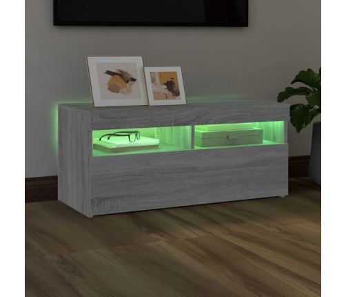 Mueble de TV con luces LED gris Sonoma 90x35x40 cm