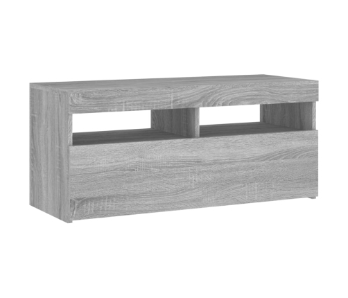 Mueble de TV con luces LED gris Sonoma 90x35x40 cm