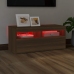 Mueble de TV con luces LED roble marrón 90x35x40 cm