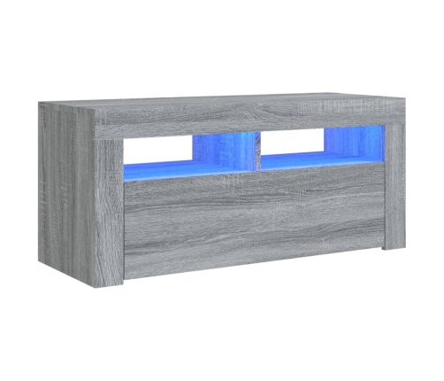 Mueble de TV con luces LED gris Sonoma 90x35x40 cm