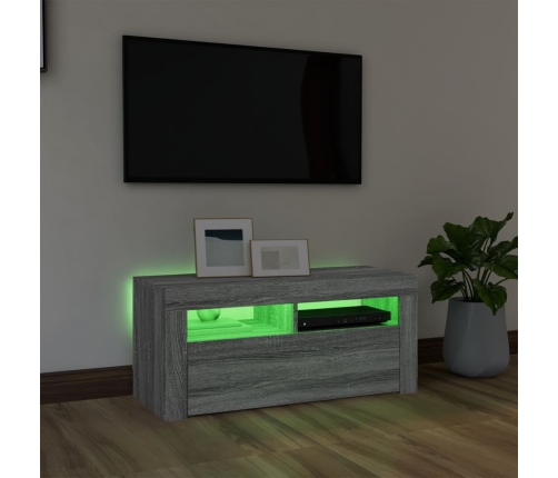 Mueble de TV con luces LED gris Sonoma 90x35x40 cm