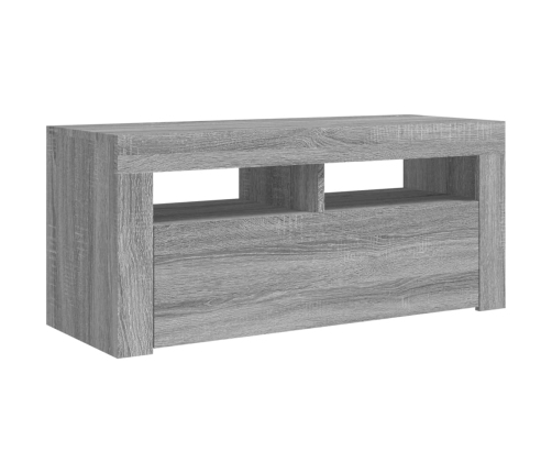 Mueble de TV con luces LED gris Sonoma 90x35x40 cm