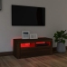 Mueble de TV con luces LED roble marrón 90x35x40 cm