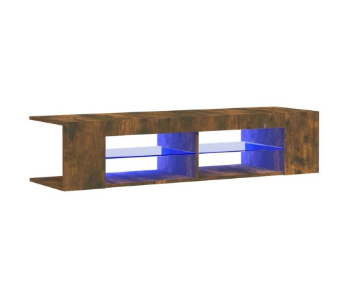 Mueble de TV con luces LED roble ahumado 135x39x30 cm