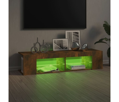 Mueble de TV con luces LED roble ahumado 135x39x30 cm