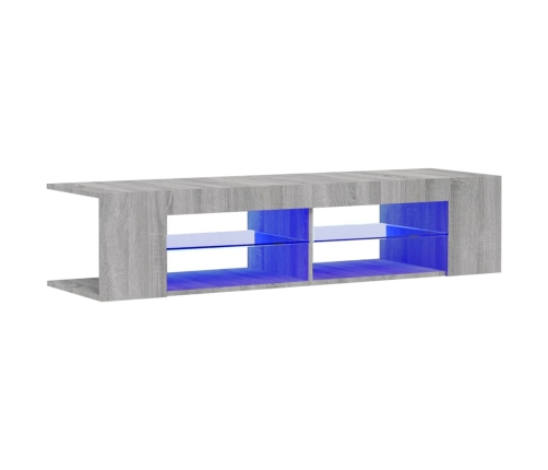 Mueble de TV con luces LED gris Sonoma 135x39x30 cm