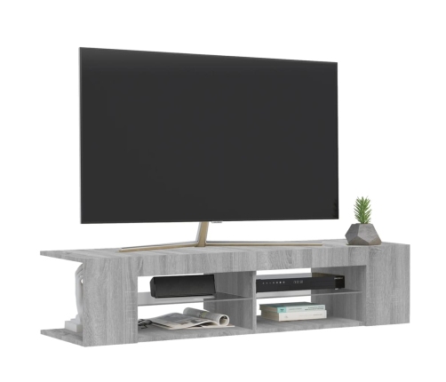 Mueble de TV con luces LED gris Sonoma 135x39x30 cm