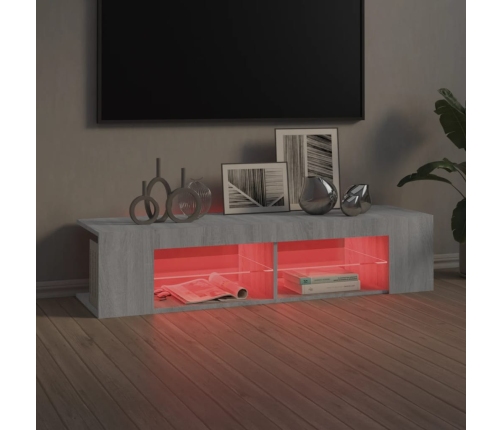 Mueble de TV con luces LED gris Sonoma 135x39x30 cm