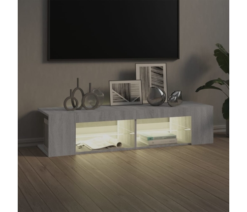 Mueble de TV con luces LED gris Sonoma 135x39x30 cm