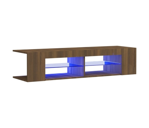 Mueble de TV con luces LED marrón roble 135x39x30 cm