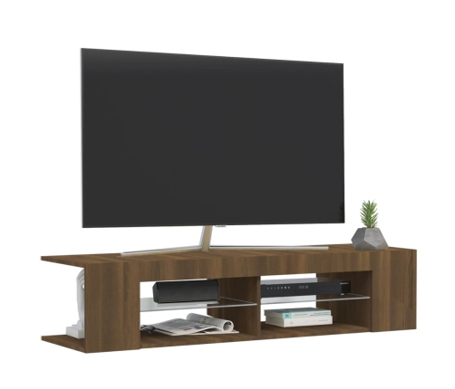 Mueble de TV con luces LED marrón roble 135x39x30 cm