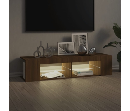 Mueble de TV con luces LED marrón roble 135x39x30 cm