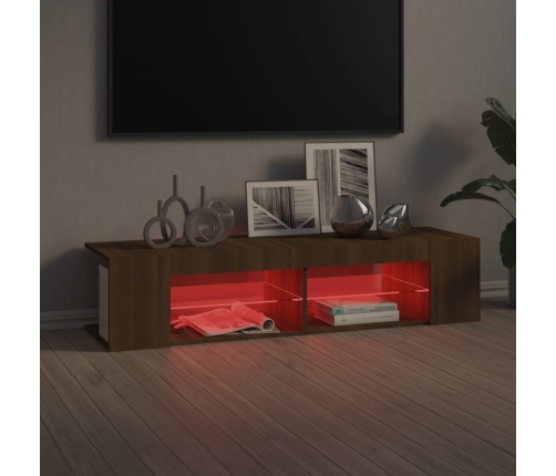 Mueble de TV con luces LED marrón roble 135x39x30 cm