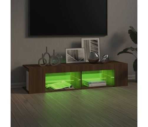 Mueble de TV con luces LED marrón roble 135x39x30 cm