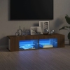 Mueble de TV con luces LED marrón roble 135x39x30 cm