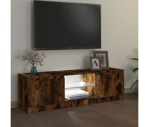 vidaXL Mueble de TV con luces LED roble ahumado 120x30x35,5 cm