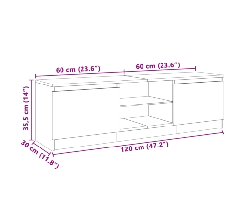 vidaXL Mueble de TV con luces LED roble ahumado 120x30x35,5 cm