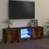 Mueble de TV con luces LED roble ahumado 120x30x35,5 cm