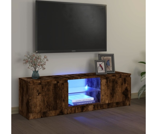 vidaXL Mueble de TV con luces LED roble ahumado 120x30x35,5 cm