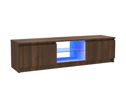 Mueble de TV con luces LED marrón roble 120x30x35,5 cm