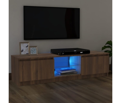 Mueble de TV con luces LED marrón roble 120x30x35,5 cm