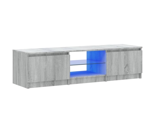 Mueble para TV con luces LED gris Sonoma 140x40x35,5 cm