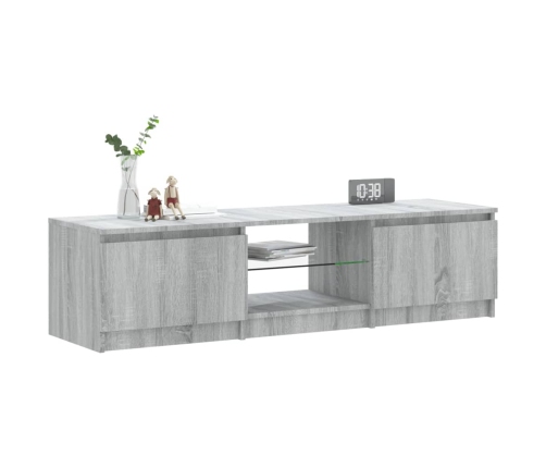 Mueble para TV con luces LED gris Sonoma 140x40x35,5 cm