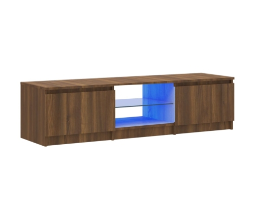 Mueble de TV con luces LED marrón roble 140x40x35,5 cm