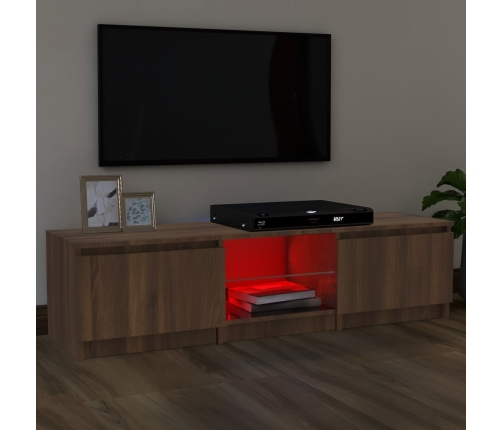 Mueble de TV con luces LED marrón roble 140x40x35,5 cm