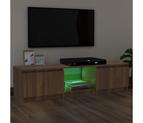 Mueble de TV con luces LED marrón roble 140x40x35,5 cm