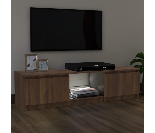 Mueble de TV con luces LED marrón roble 140x40x35,5 cm