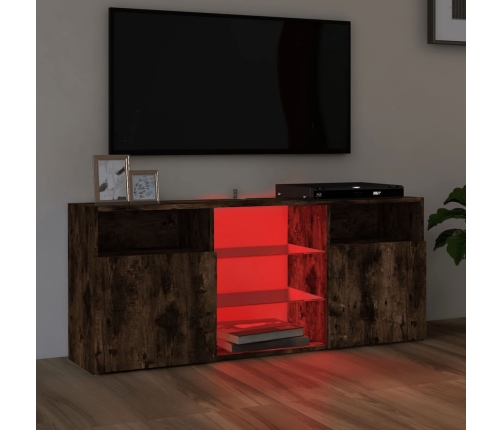 vidaXL Mueble de TV con luces LED roble ahumado 120x30x50 cm