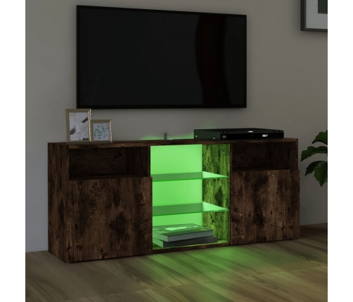 vidaXL Mueble de TV con luces LED roble ahumado 120x30x50 cm