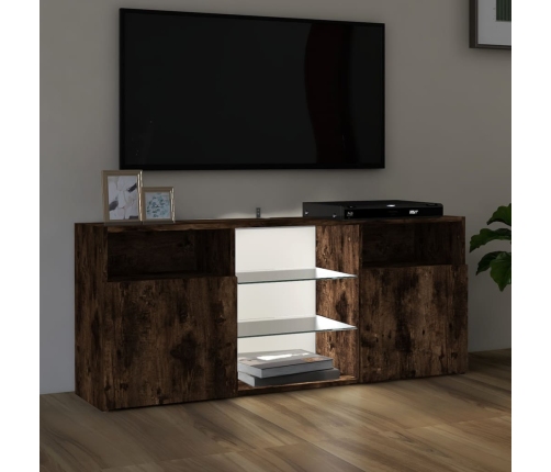 vidaXL Mueble de TV con luces LED roble ahumado 120x30x50 cm