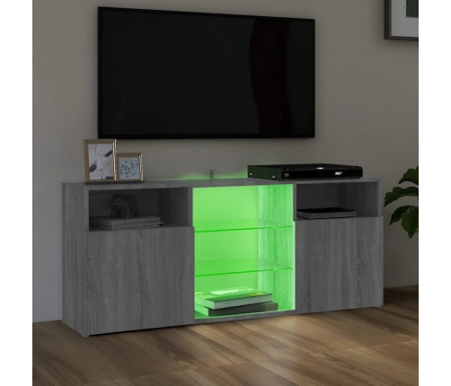 Mueble de TV con luces LED gris Sonoma 120x30x50 cm