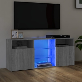 Mueble de TV con luces LED gris Sonoma 120x30x50 cm