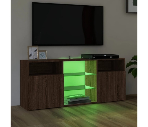 Mueble de TV con luces LED marrón roble 120x30x50 cm