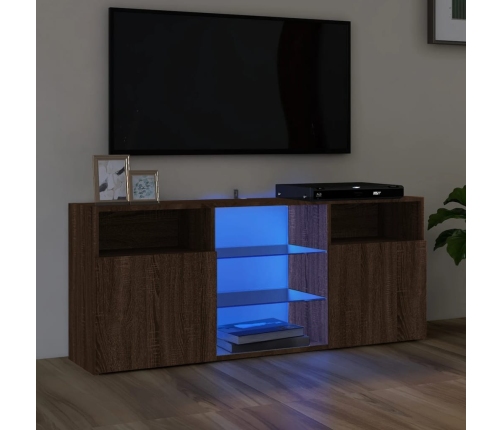 Mueble de TV con luces LED marrón roble 120x30x50 cm