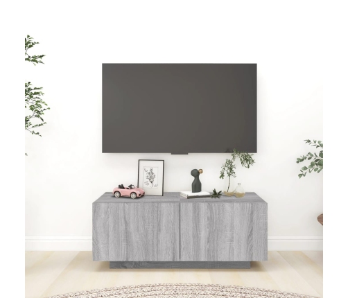 Mueble de TV madera contrachapada gris Sonoma 100x35x40 cm