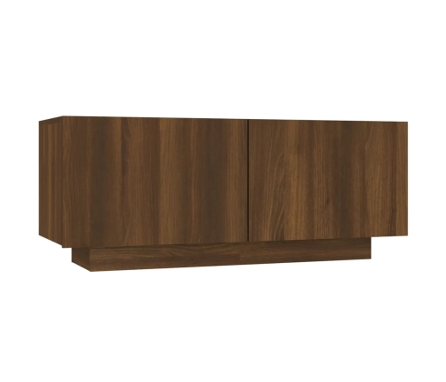 Mueble TV madera contrachapada color marrón roble 100x35x40 cm